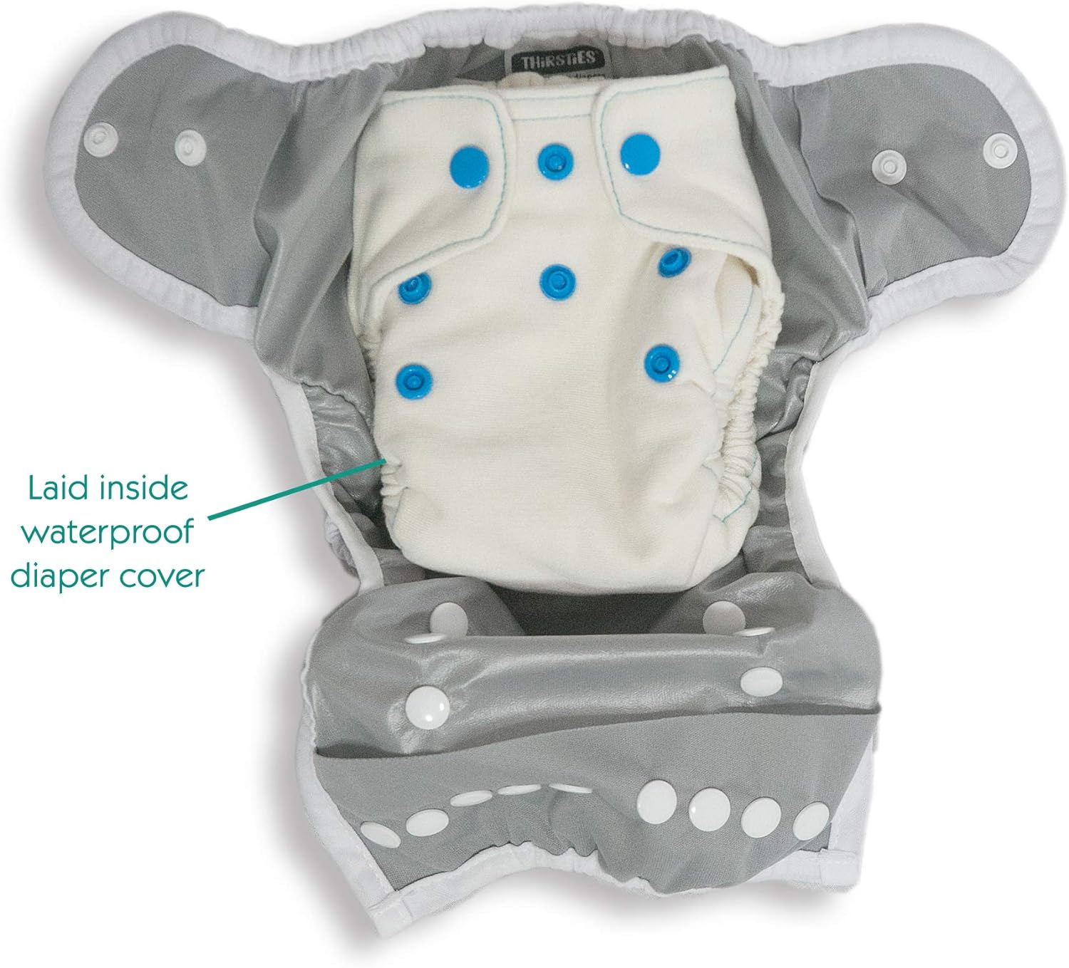 Thirsties Snap Natural Newborn Bamboo Fitted Cloth Diaper, Fin 1 Count (Pack of 1) - Image 4